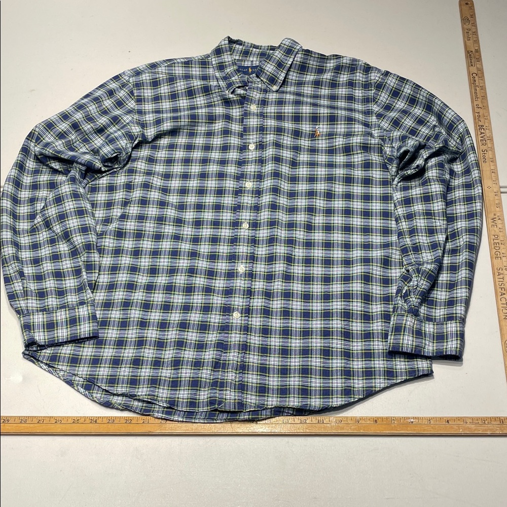 Ralph Lauren size large Blue and Green Checkered Men's OCBD Shirt